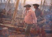 unknow artist Henri Royer Pecheurs cote basque France oil painting artist